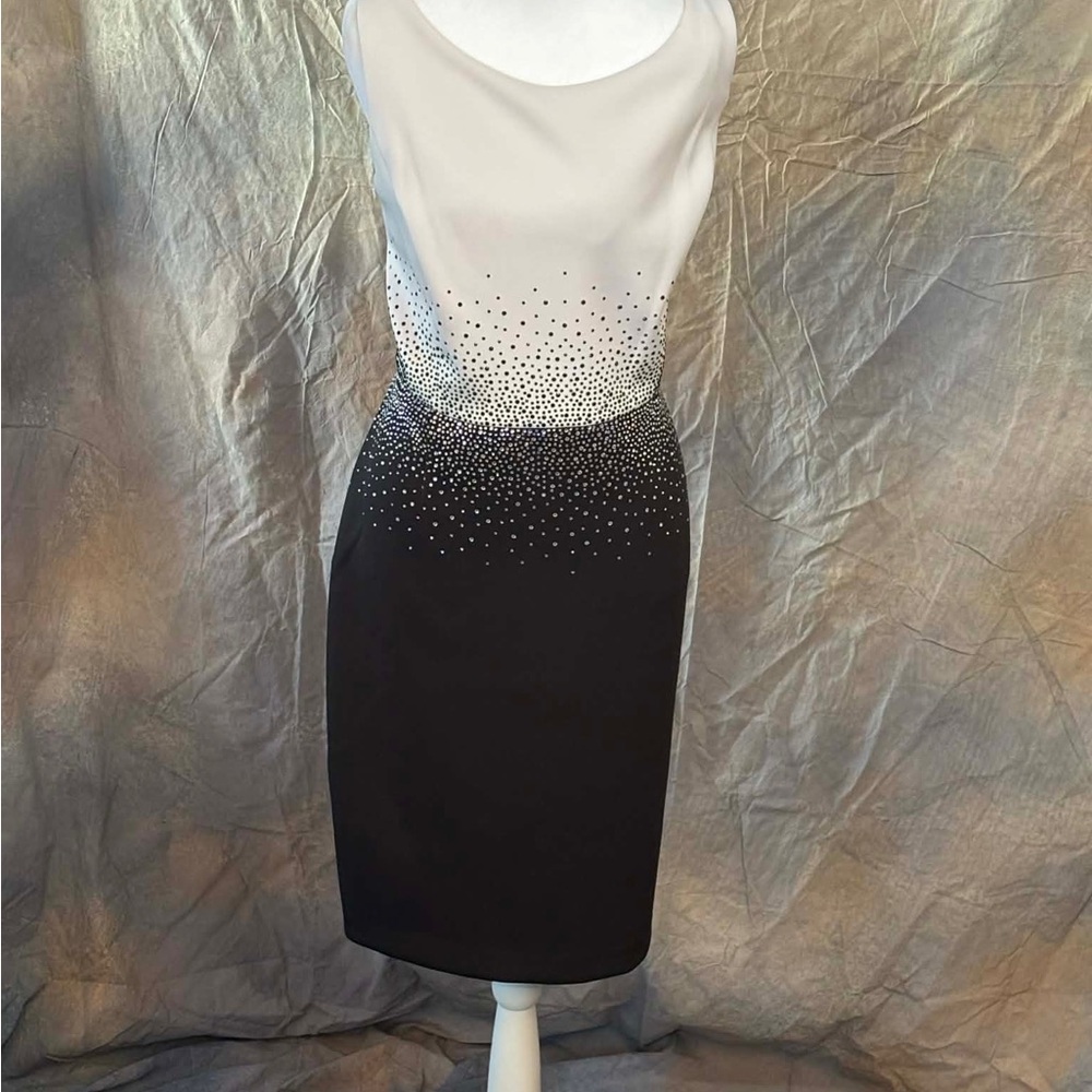 Andrew Marc Black and White Sleeveless Dress